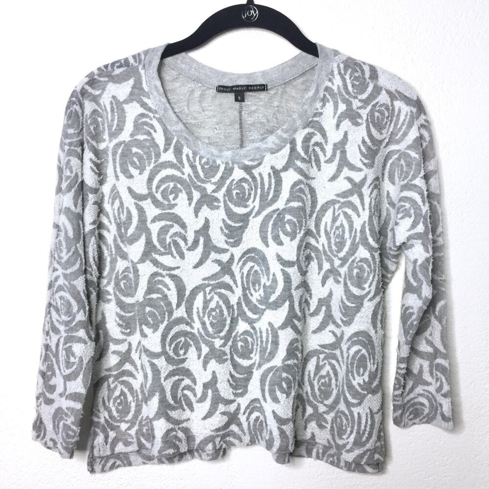 Truly Madly Deeply Rosette Burnout Terry Top Size Small